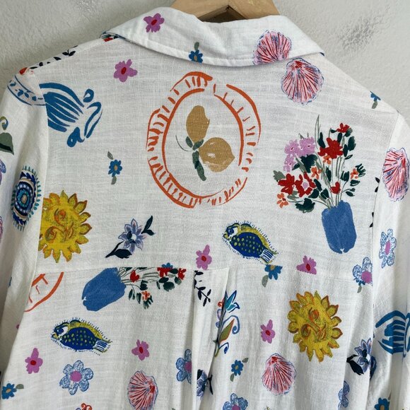 Label Of Love Womens Medium Button Up Floral Shirt Dress Linen Blend - Picture 12 of 13